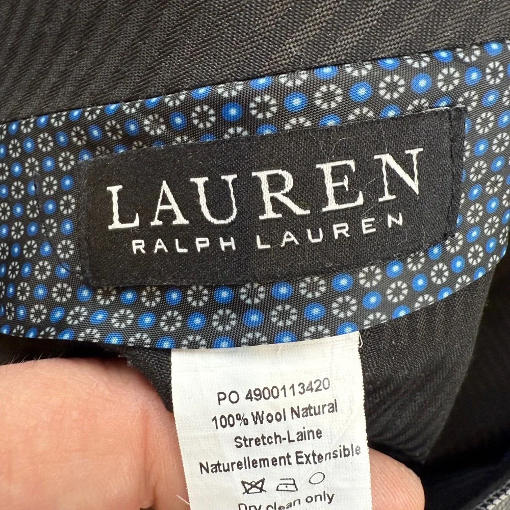 Lauren Ralph‎ Lauren Mens 36x32 Wool Dress Pants Houndstooth Gray Black